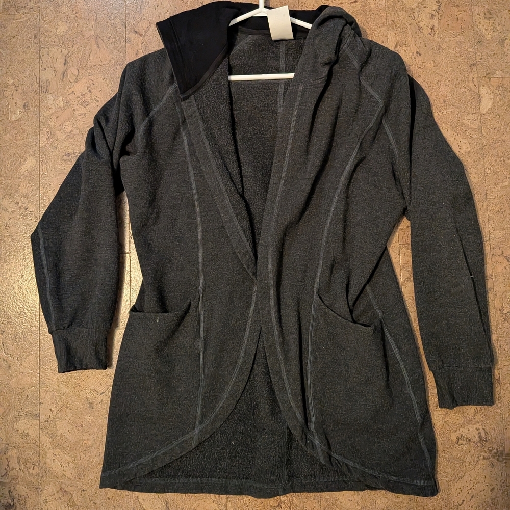 Gray Open Front Cardigan